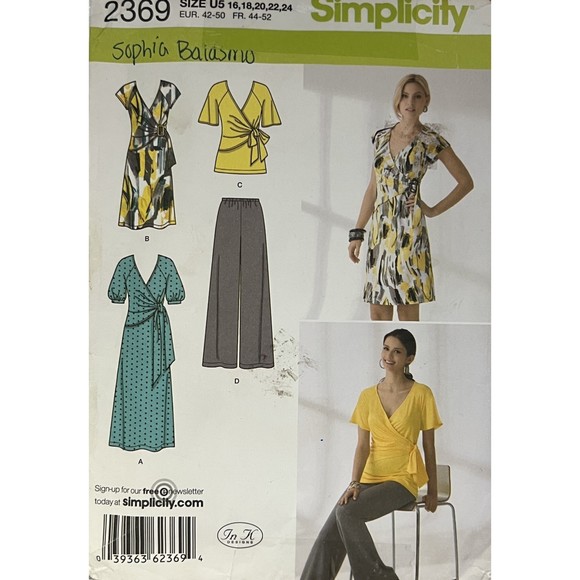 Simplicity 2369 Sewing Pattern -  Misses Wrap Dress, Wrap Tunic & Pants - Picture 4 of 4